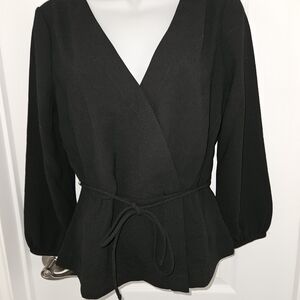 JCREW Petite Drapey crepe faux-wrap top Sz 6P